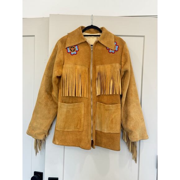 Authentic Native American Suede Moose Jacket Women’s 38 M Saskatchewan Fringe